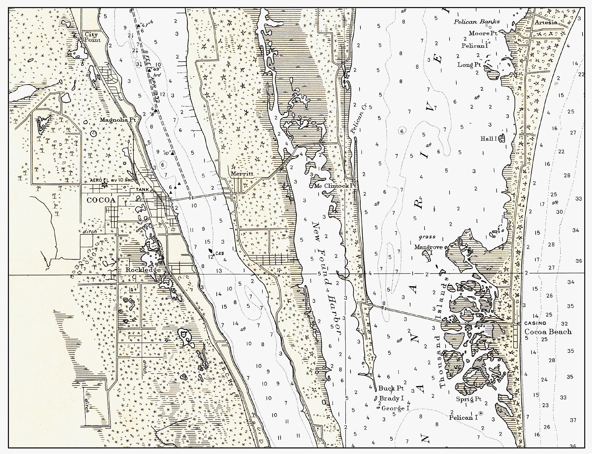 1932 plat map of Cocoa Beach, seven years after incorporation.